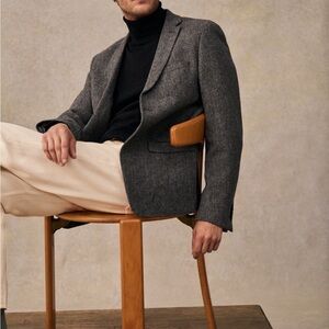 Octobre Lucas Tweed Jacket Chevron Grey - Size 42